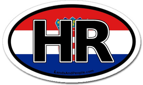 HR Croatia Flag Car Bumper Sticker Decal Oval