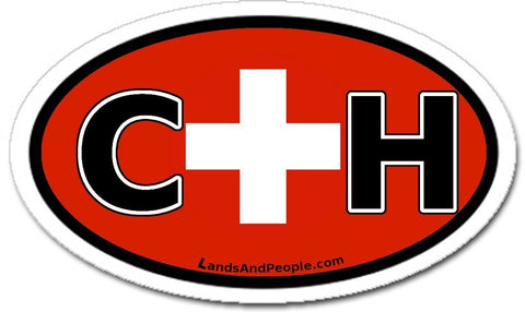 CH Switzerland Swiss Flag Sticker Oval