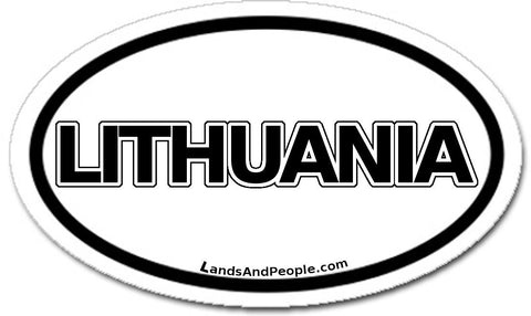 Lithuania Sticker Oval Black and White