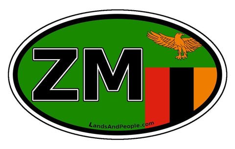 ZM Zambia Flag Sticker Oval