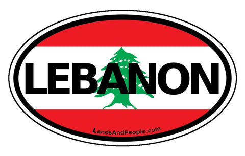 Lebanon Flag Sticker Oval
