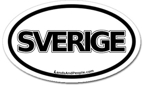 Sverige Sweden Sticker Decal Oval Black and White