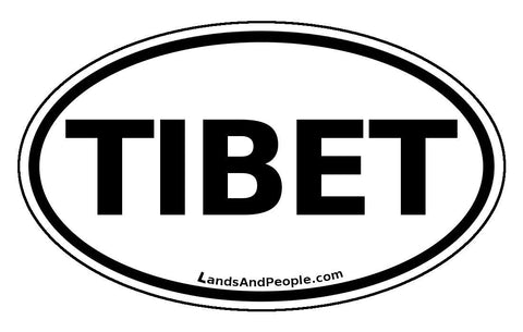 Tibet Sticker Decal Oval Black and White