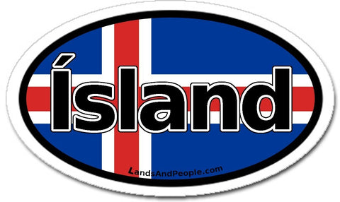 Ísland Iceland Flag Sticker Oval