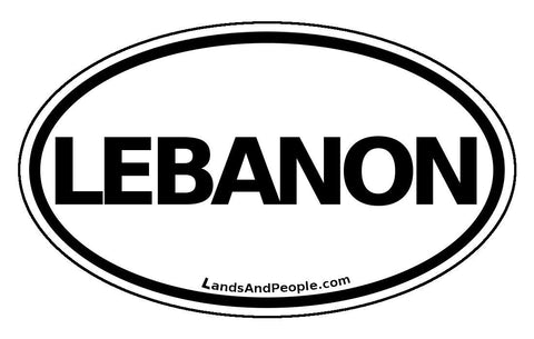 Lebanon Sticker Oval Black and White