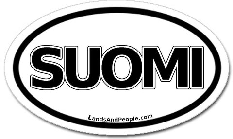 Suomi Finland Sticker Oval Black and White