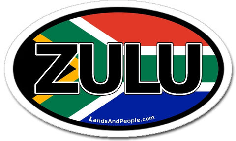 Zulu South Africa Flag Car Sticker Oval