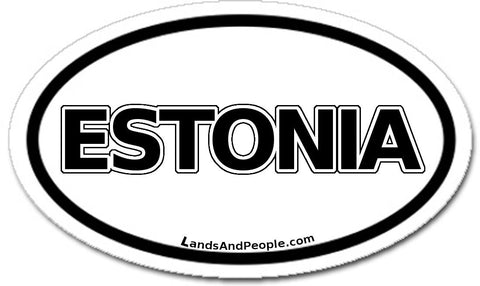 Estonia Car Sticker Decal Oval Black and White