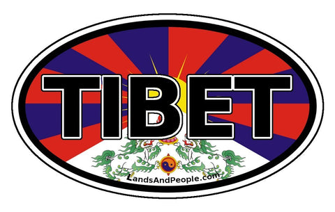 Tibet Tibetan Flag Sticker Decal Oval