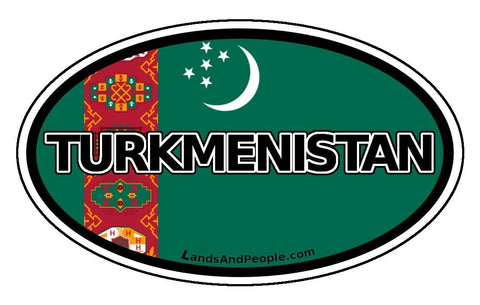 Turkmenistan Flag Sticker Oval