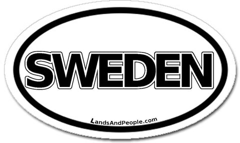 Sweden Sticker Decal Oval Black and White