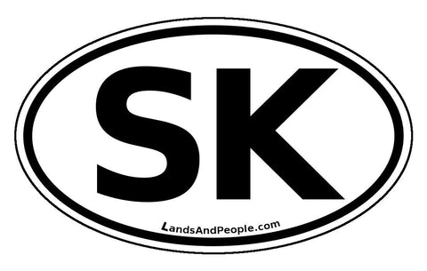 SK Slovakia Sticker Oval Black and White