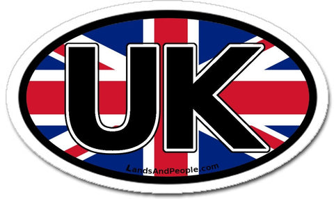 UK United Kingdom Flag Sticker Oval