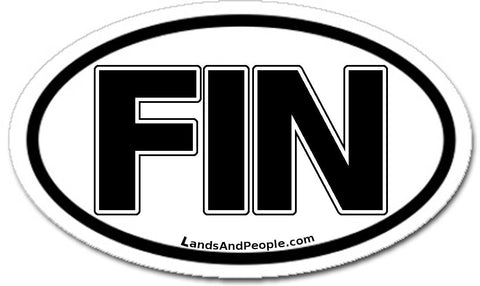 FIN Finland Sticker Oval Black and White