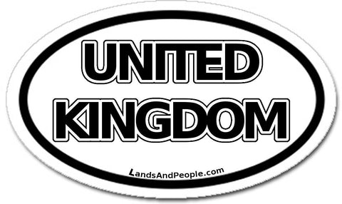 United Kingdom Sticker Oval Black and White