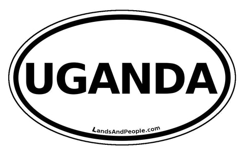 Uganda Sticker Decal Oval Black and White