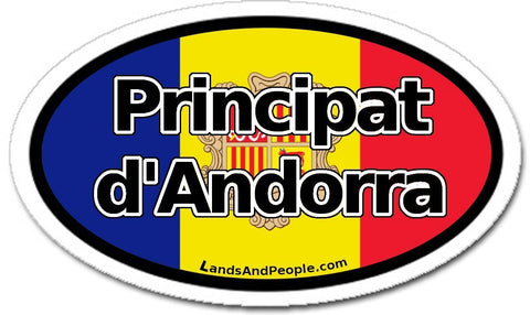 Principat d'Andorra Flag Sticker Decal Oval