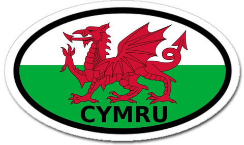 Cymru Wales in Welsh Flag Dragon Car Bumper Sticker Oval