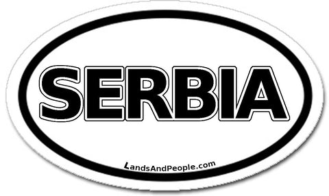 Serbia Car Bumper Sticker Oval Black and White