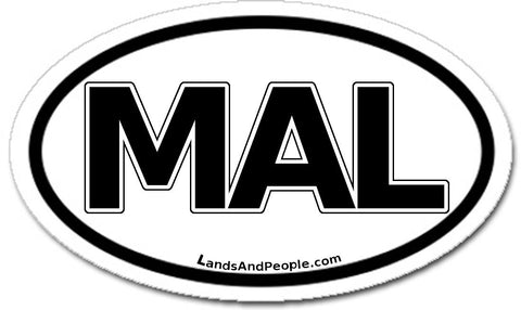 MAL Malaysia Sticker Oval Black and White