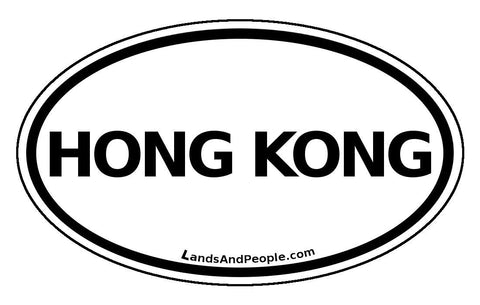 Hong Kong Car Sticker Oval Black and White