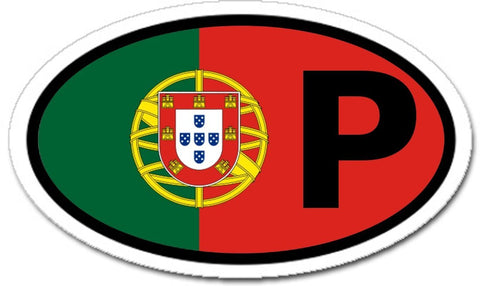 P Portugal Portuguese Flag Sticker Oval