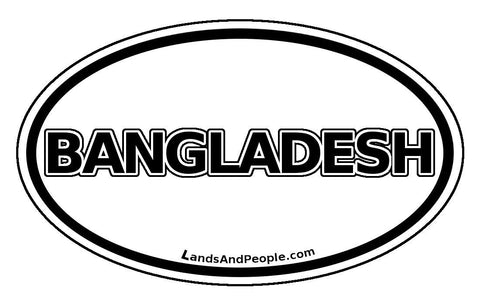 Bangladesh Sticker Oval Black and White