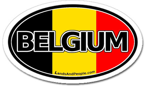 Belgium Flag Car Bumper Sticker Decal Oval