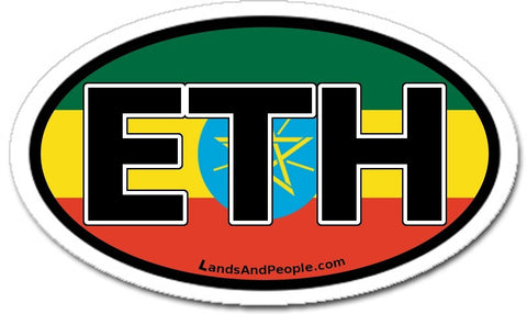 Ethiopia Flag Car Bumper Sticker Decal Oval