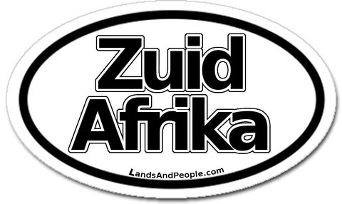 Zuid Afrika in Dutch South Africa Car Sticker Oval Black and White