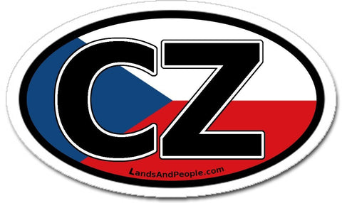 CZ Czech Republic Flag Sticker Decal Oval