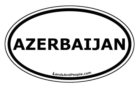 Azerbaijan Sticker Oval Black and White