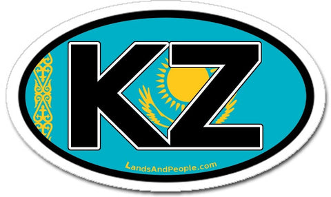 KZ Kazakhstan Flag Sticker Oval