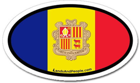 Andorra Flag Car Bumper Vinyl Sticker Oval