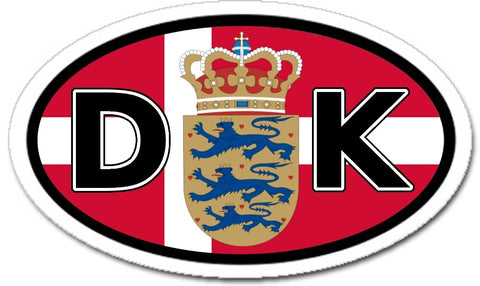 Denmark DK Danish Flag Car Bumper Sticker Decal Oval