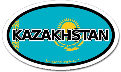 Kazakhstan Flag Sticker Oval