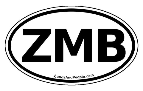 ZMB Zambia Sticker Oval Black and White