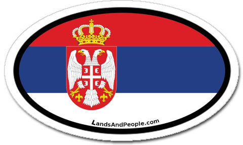 Serbian Flag Car Bumper Sticker Oval