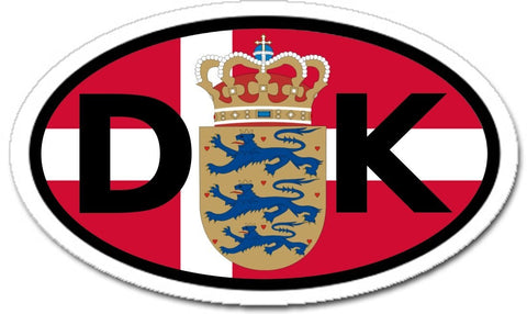 Denmark DK Danish Flag Car Bumper Sticker Decal Oval