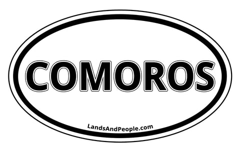 Comoros Car Sticker Decal Oval Black and White