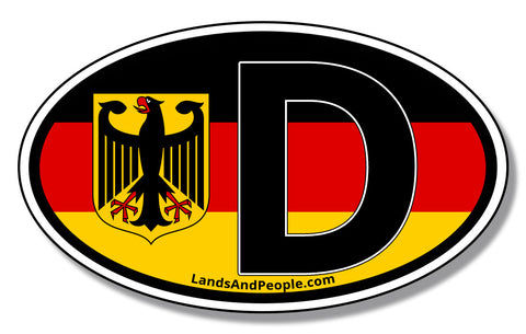 D Deutschland German Flag Eagle Bundesadler Federal Republic Car Sticker Oval