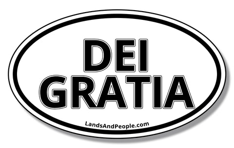 Dei Gratia, Grace of God in Latin, Sticker Decal Oval