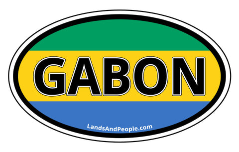 Gabon Flag Sticker Oval