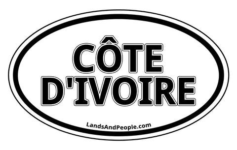 Côte d'Ivoire Ivory Coast Sticker Decal Oval Black and White