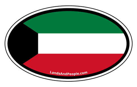 Kuwait Flag Car Sticker Oval