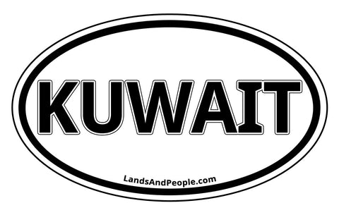 Kuwait Car Sticker Oval Black and White