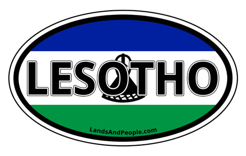 Lesotho Flag Sticker Oval