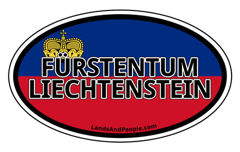 Fürstentum Liechtenstein in German Flag Sticker Oval