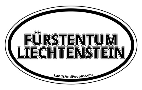 Fürstentum Liechtenstein in German Sticker Oval Black and White