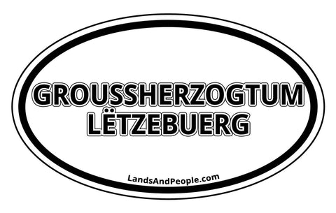 Groussherzogtum Lëtzebuerg Luxembourg Sticker Oval Black and White